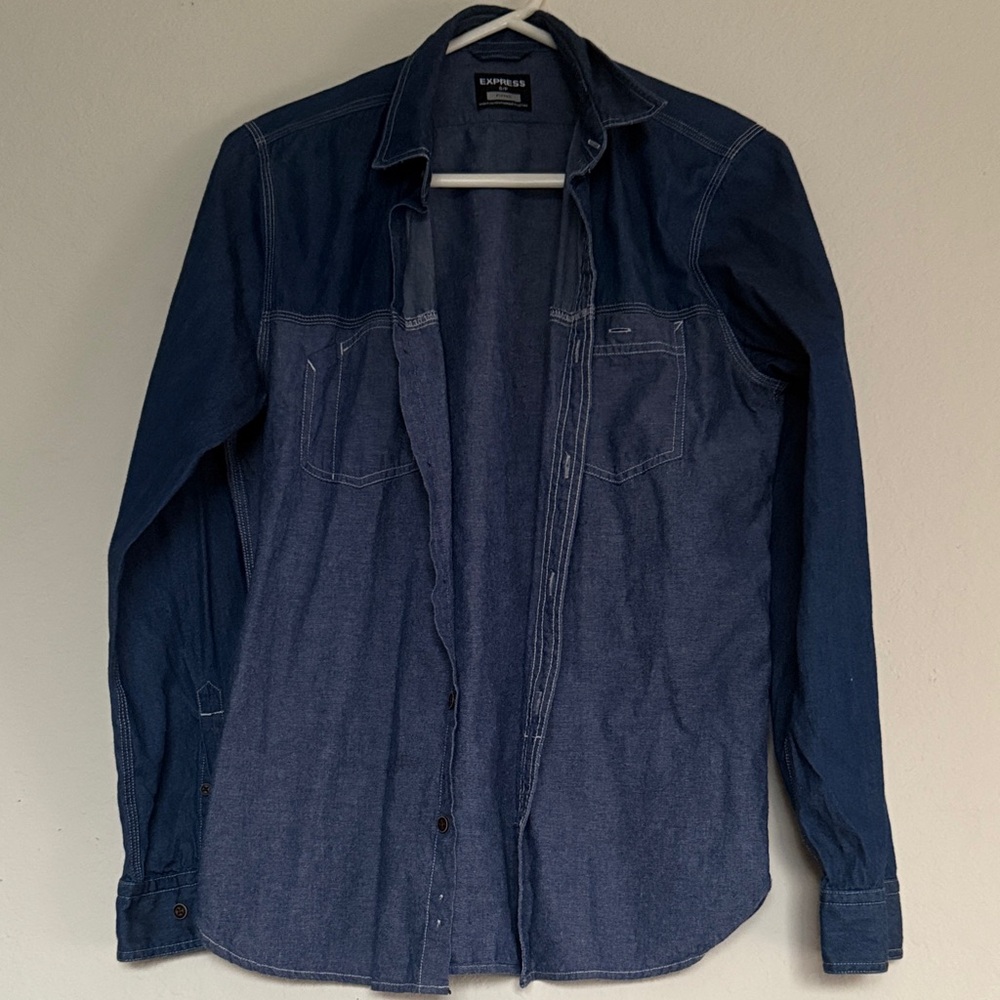Express Men's Dark Blue Shirt Jacket